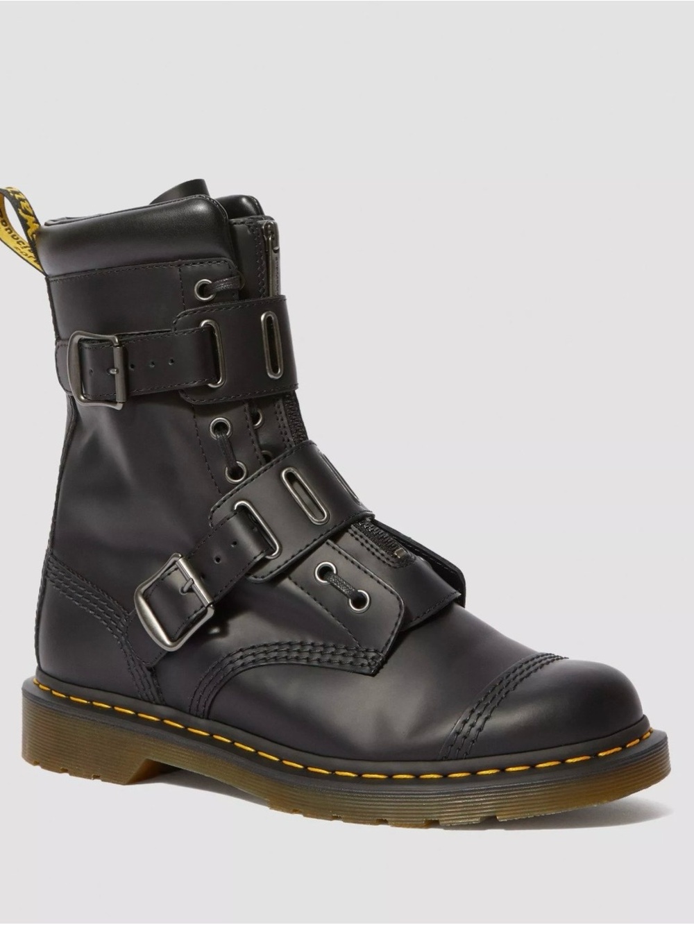 DR MARTENS 1490 QUYNN SMOOTH
LEATHER BUCKLE LACE
UP BOOTS